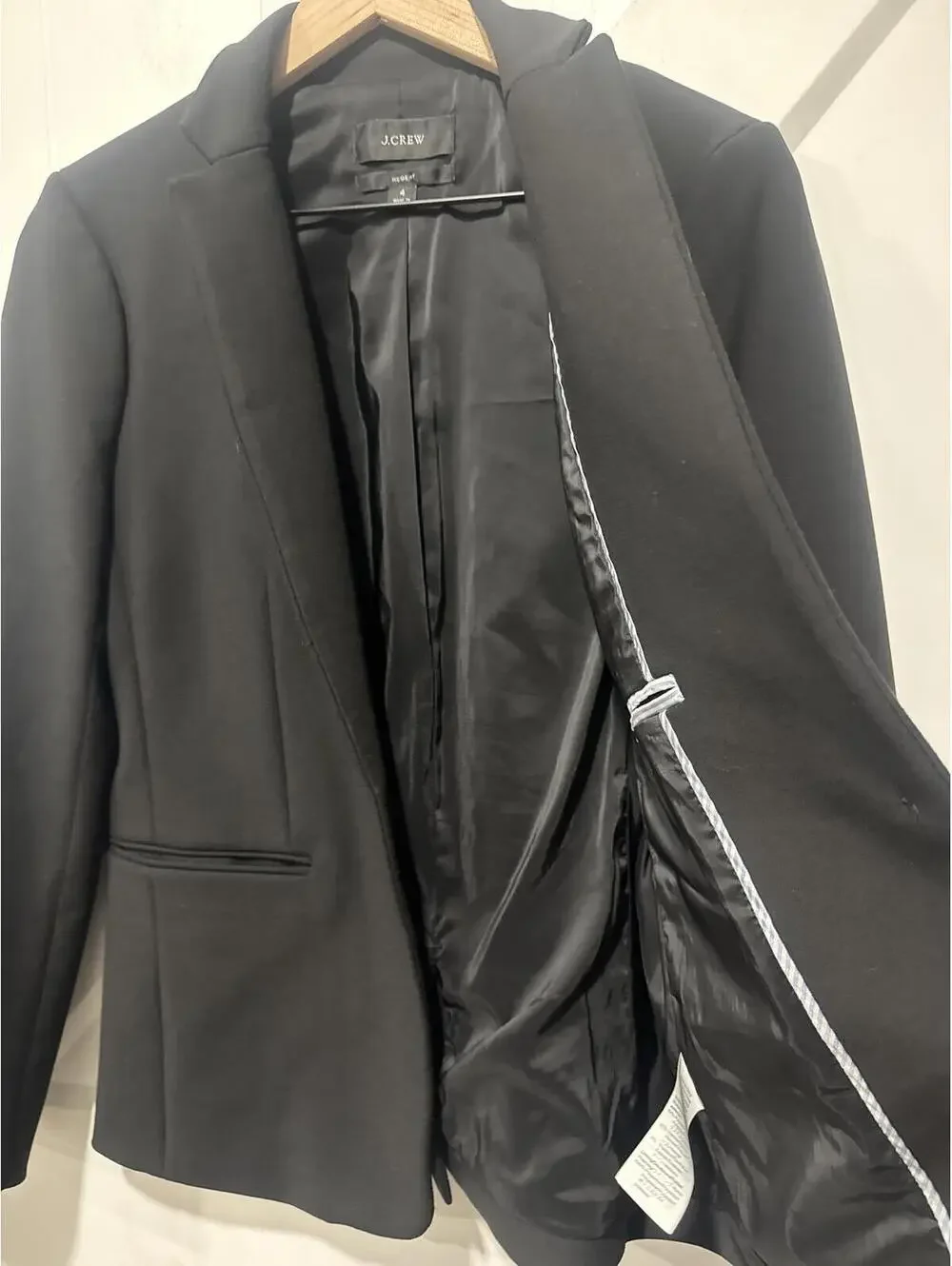 J.Crew Women's Regent Black Blazer Jacket, Size 4